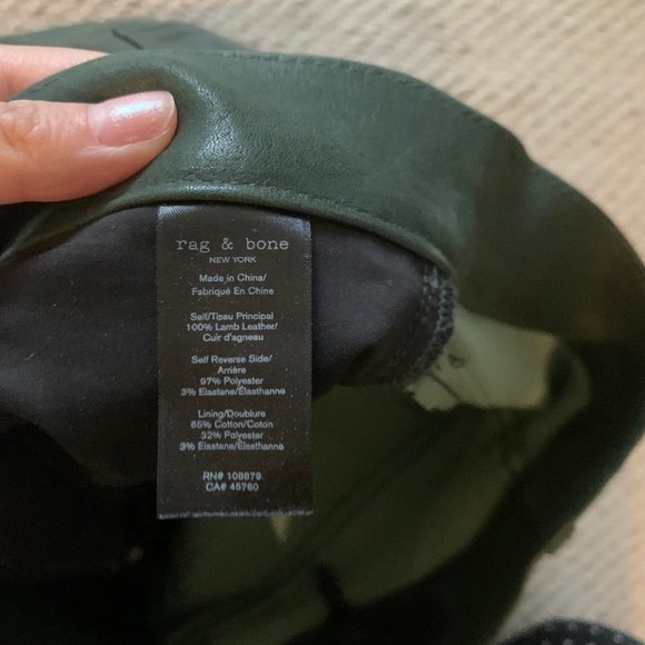Rag & Bone Leather Pants In Leaf Green Size 26 - Picture 4 of 12